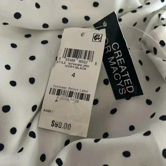 Inc Polka-Dot Pleated Chiffon MIDI Dress Size 4 - Picture 6 of 6